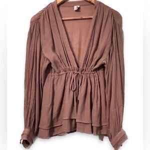 Flawless Boho Chic V-Neck Blouse with Cinched Waist Size Small